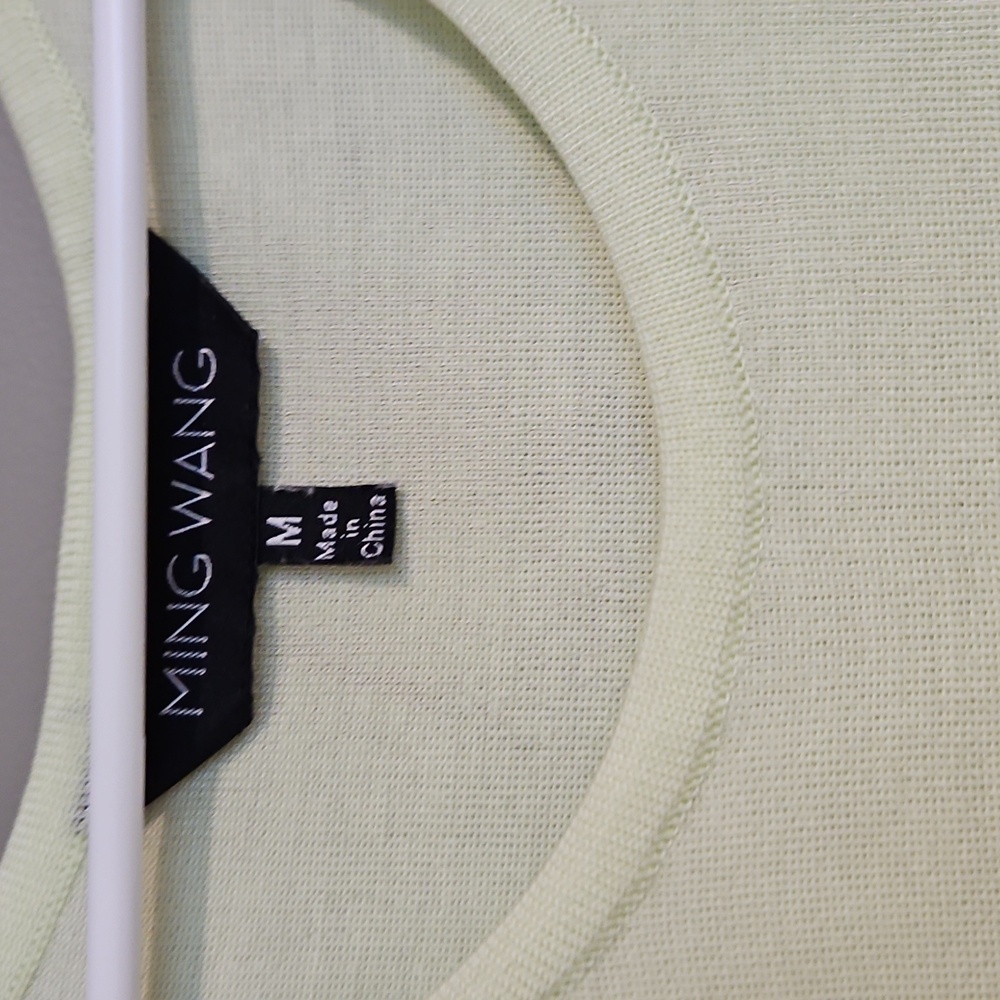 Ming Wang Vibrant Light Green/Yellow Summer Scoop Neck Knit Tank - Picture 3 of 5